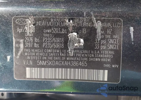 2010 Hyundai Santa Fe Limited V6 z USA, uszkodzony, nr VIN 5NMSKDAGXAH386465